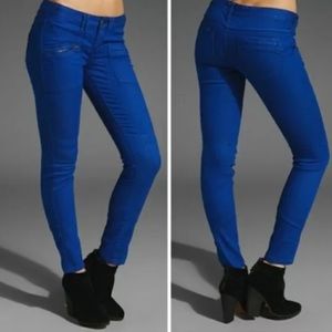 Free People Blue Moto Zip Skinny Jeans